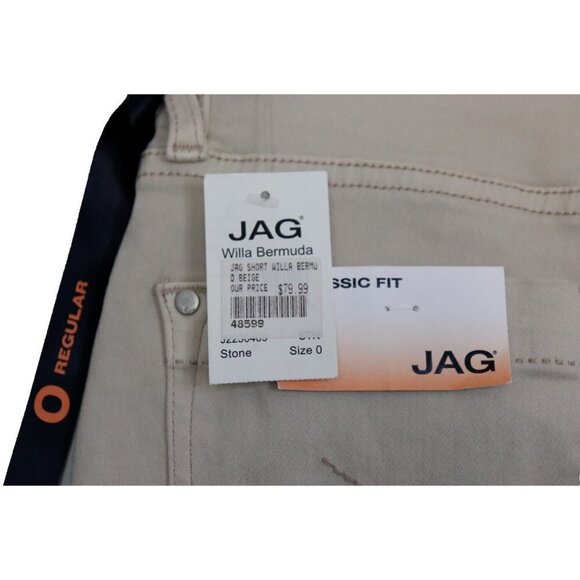 Jag Women's Size 0 XS Stone Beige Willa Bermuda Classic Fit Stretch Shorts NWT - Picture 2 of 5